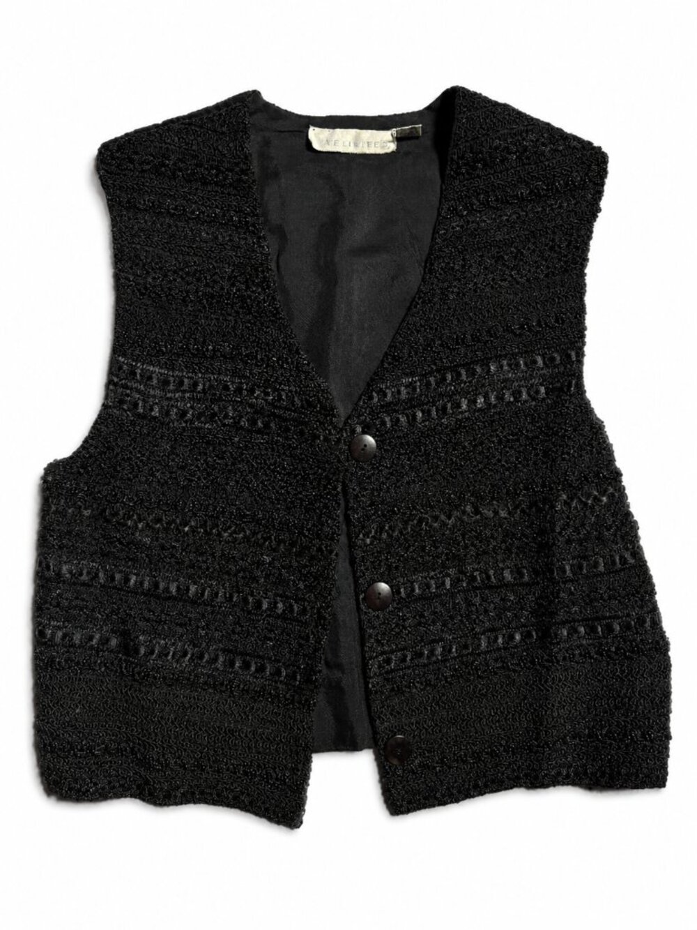 The Limited Black Textured Soutache Beaded Waistcoat Vest Women's Size M